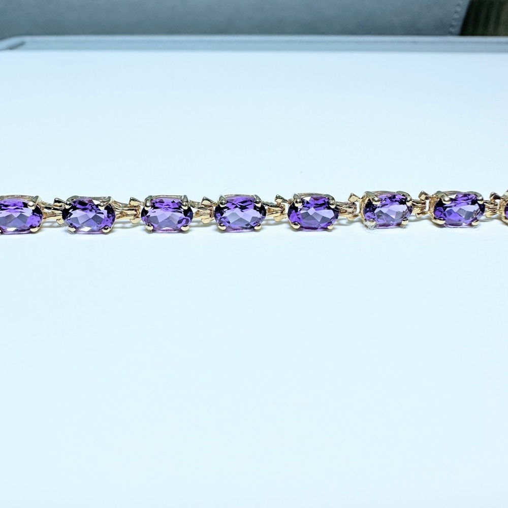 Amethyst Tennis Bracelet, 14k Yellow Gold - Picture 6 of 15